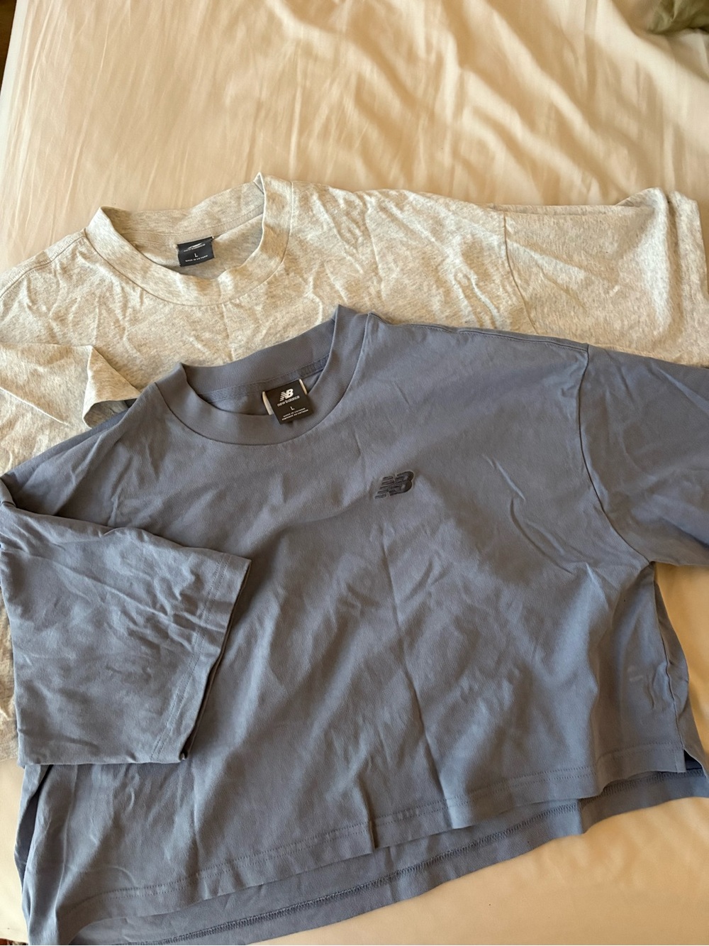 New Balance Crop Women Short Sleeve Tee Set - Blue & Light Gray